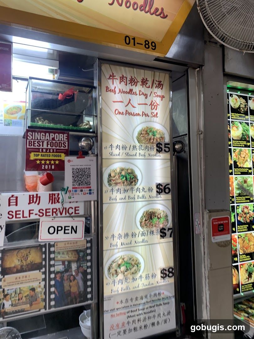 Beef Noodles Menu