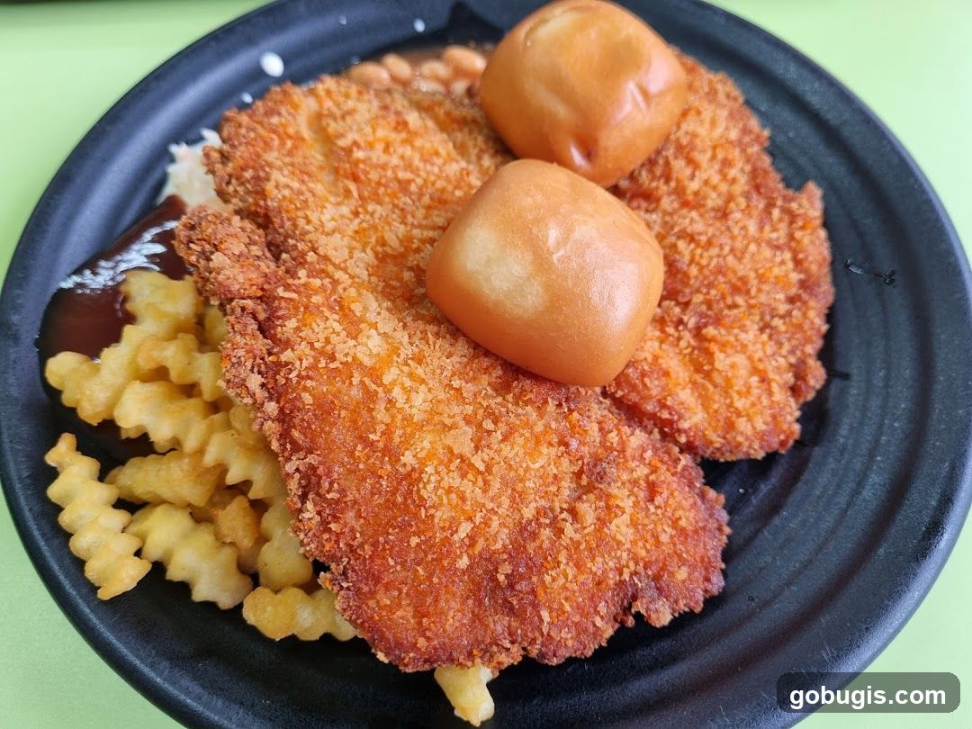 Fried Chicken with Fries and Buns