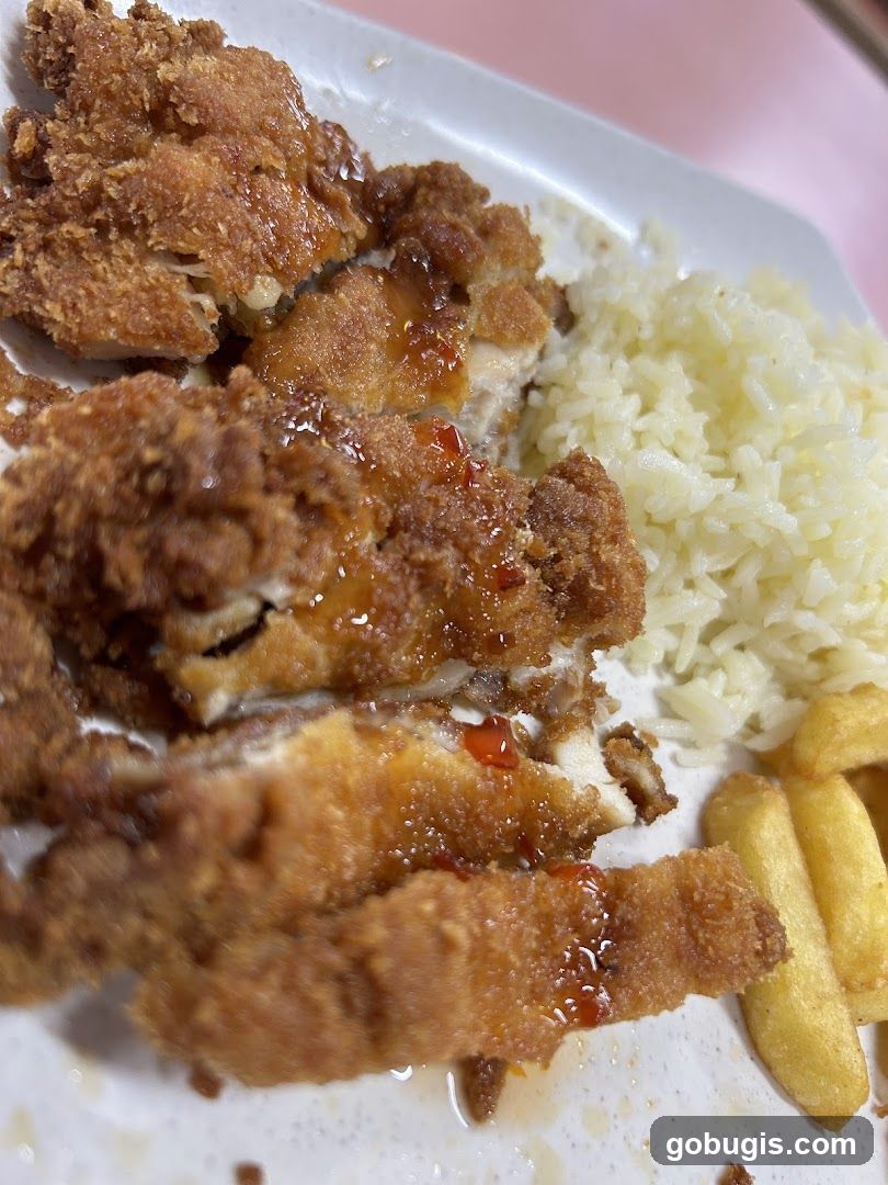 Fried Chicken with Rice and Fries