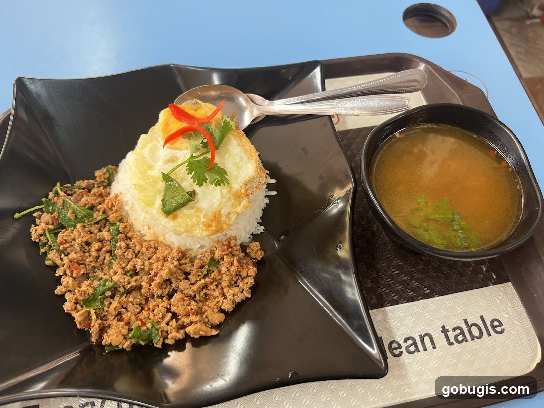 Thai Basil Stir-fry with Rice and Soup