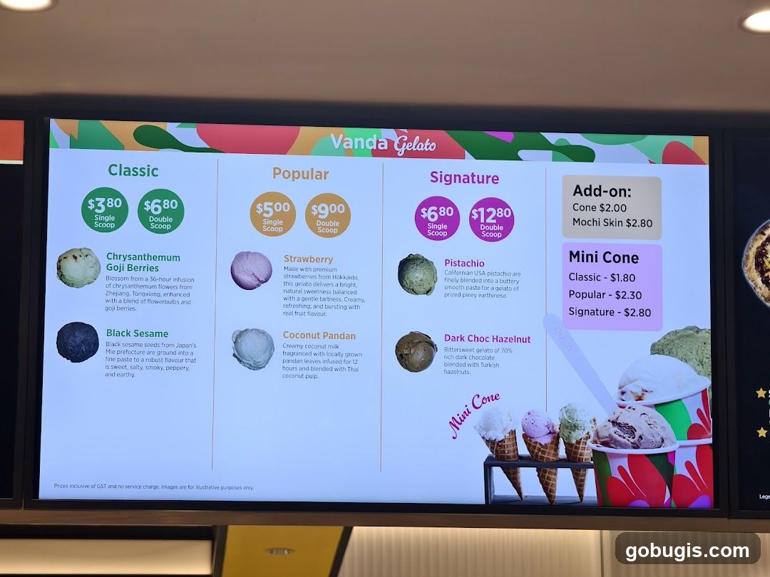 Vanda Gelato Menu