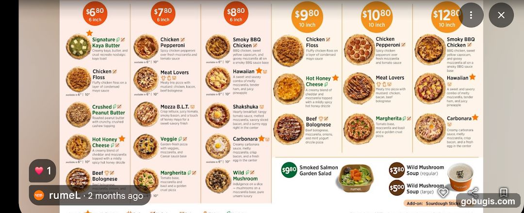 Pizza Menu
