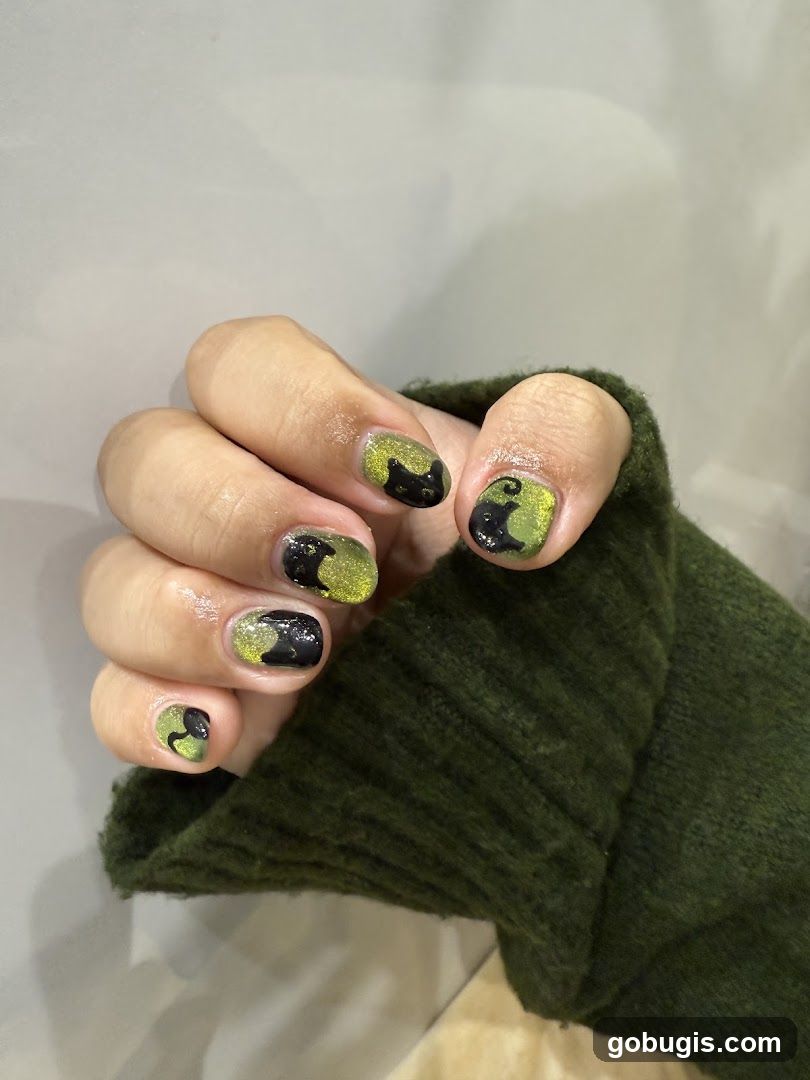 Black Cat Themed Nails