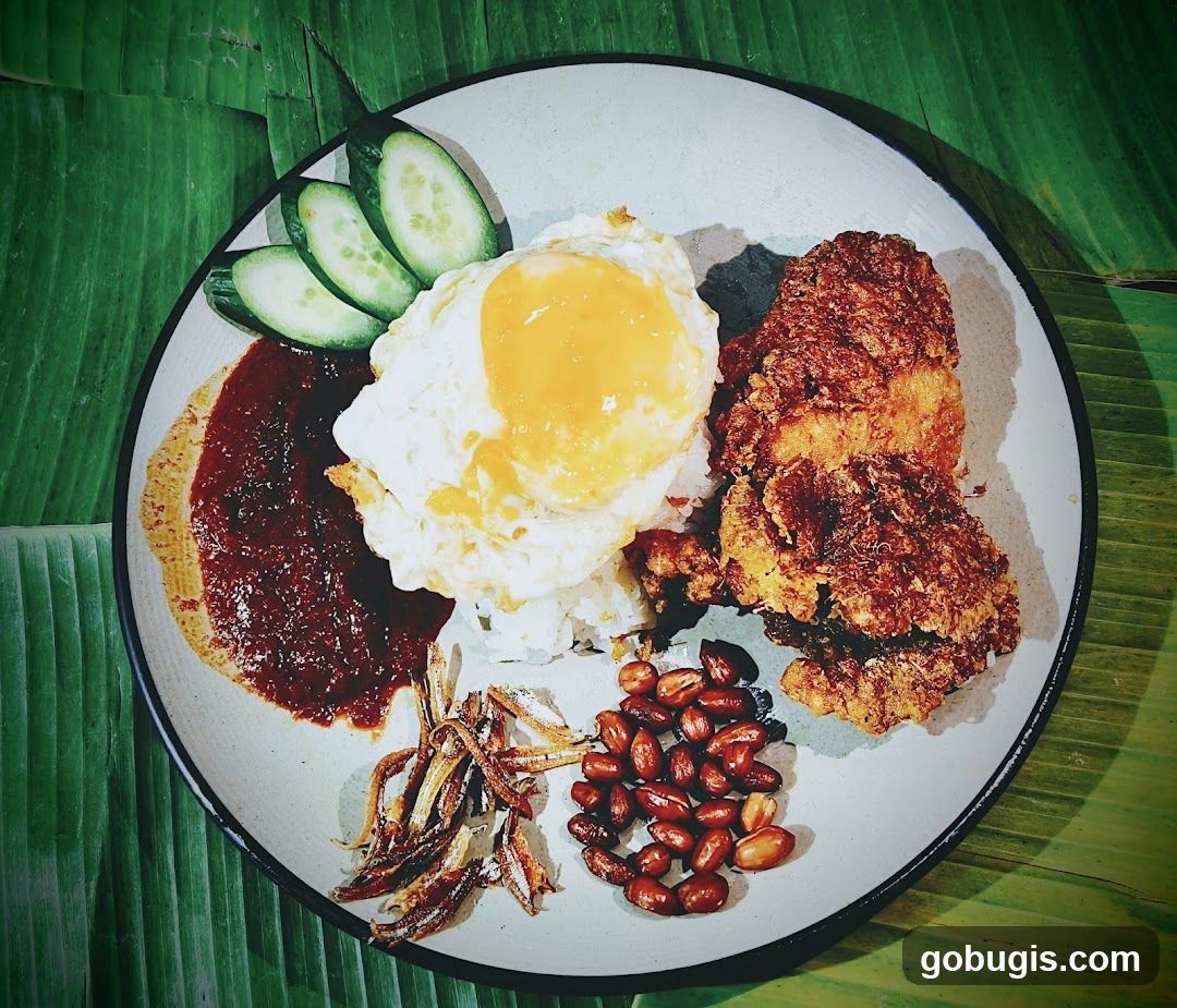 Nasi Lemak with Fried Chicken