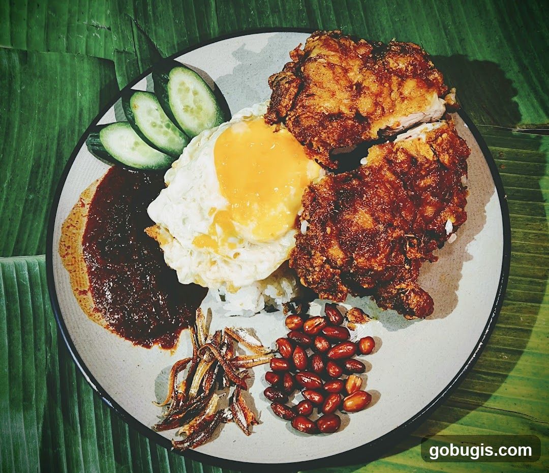 Nasi Lemak with Fried Chicken