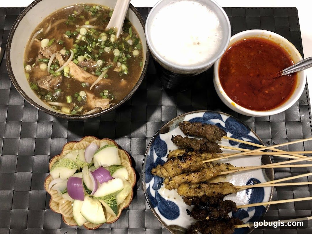 Meal with Satay and Soup