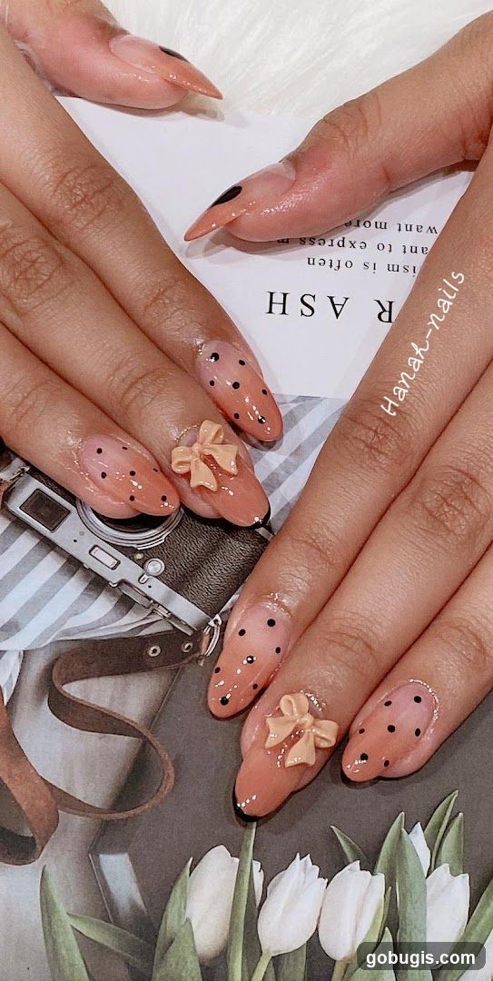 Polka Dot Nails with Bows