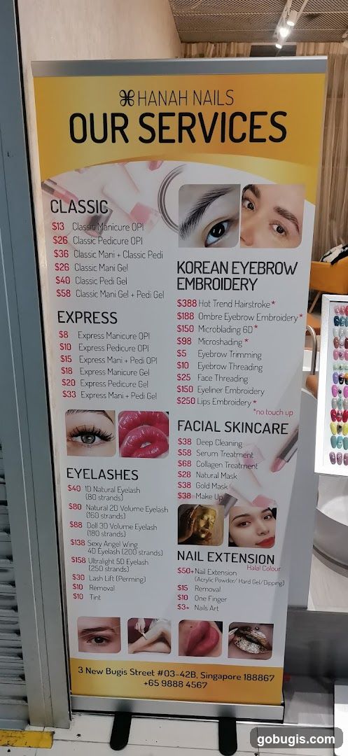 Hanah Nails Services Menu