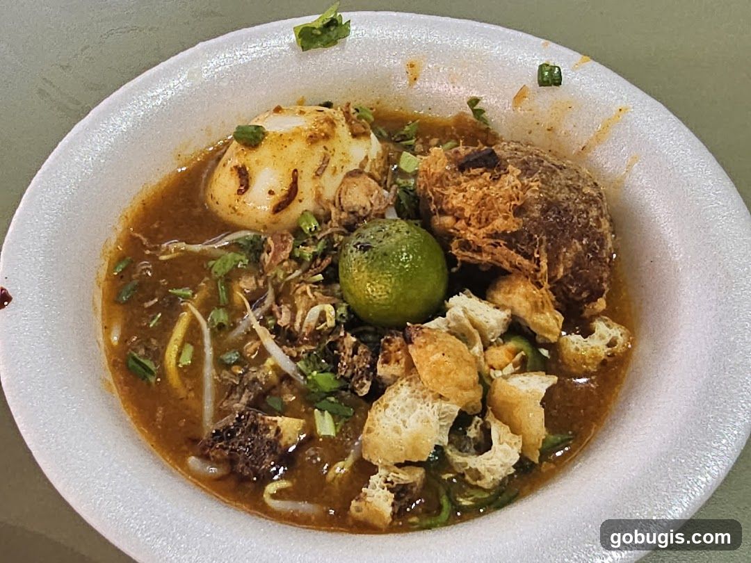 Noodle Soup with Egg and Fried Item