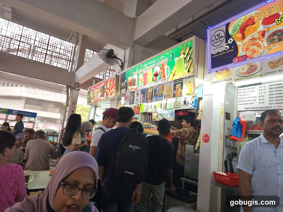 Food Stall with Menu and Customers