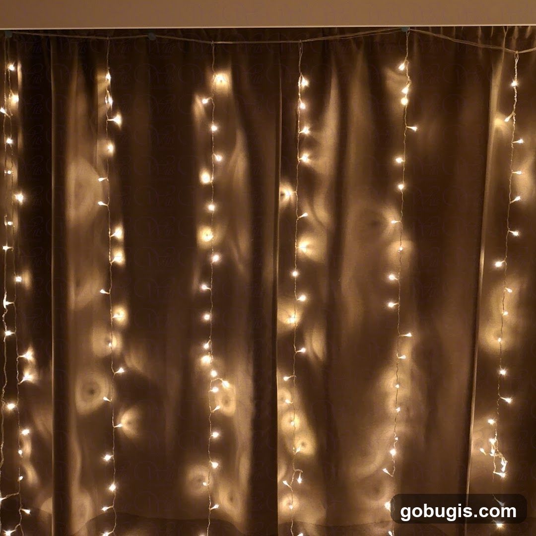 String Lights on Curtains