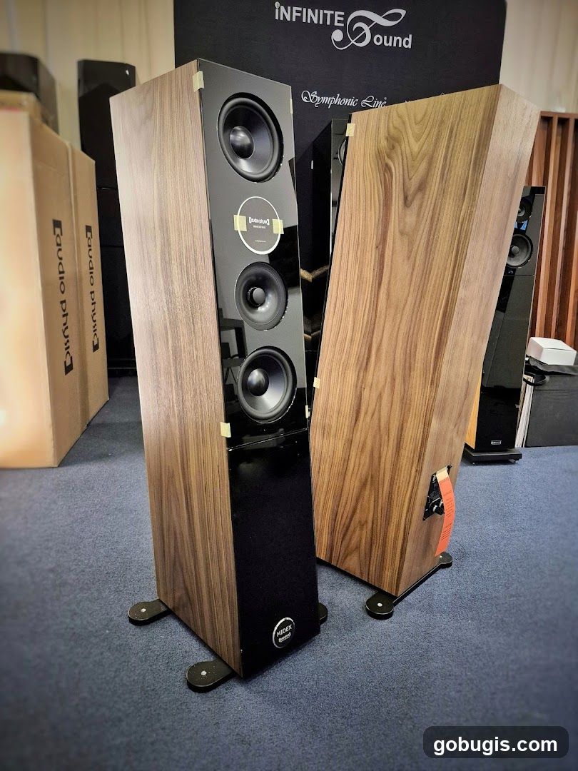High-fidelity speakers on display