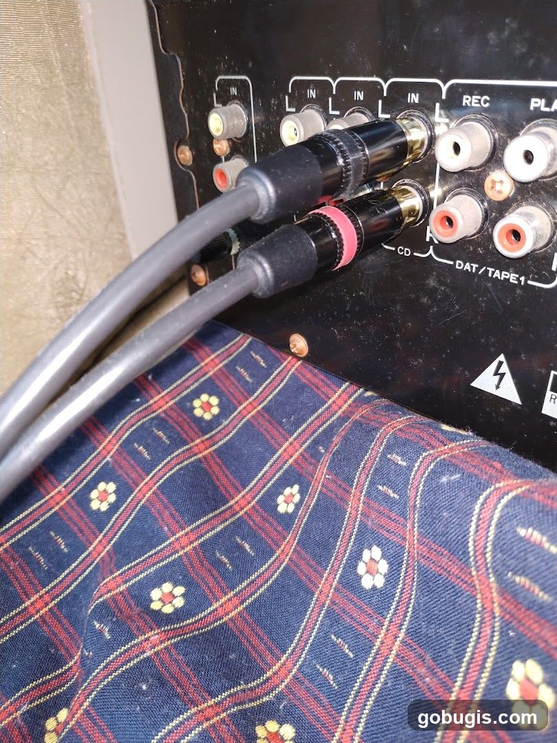 Audio Cables Connected to Receiver Inputs