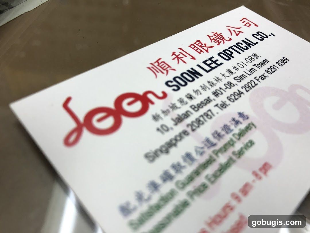 Soon Lee Optical Co. Business Card