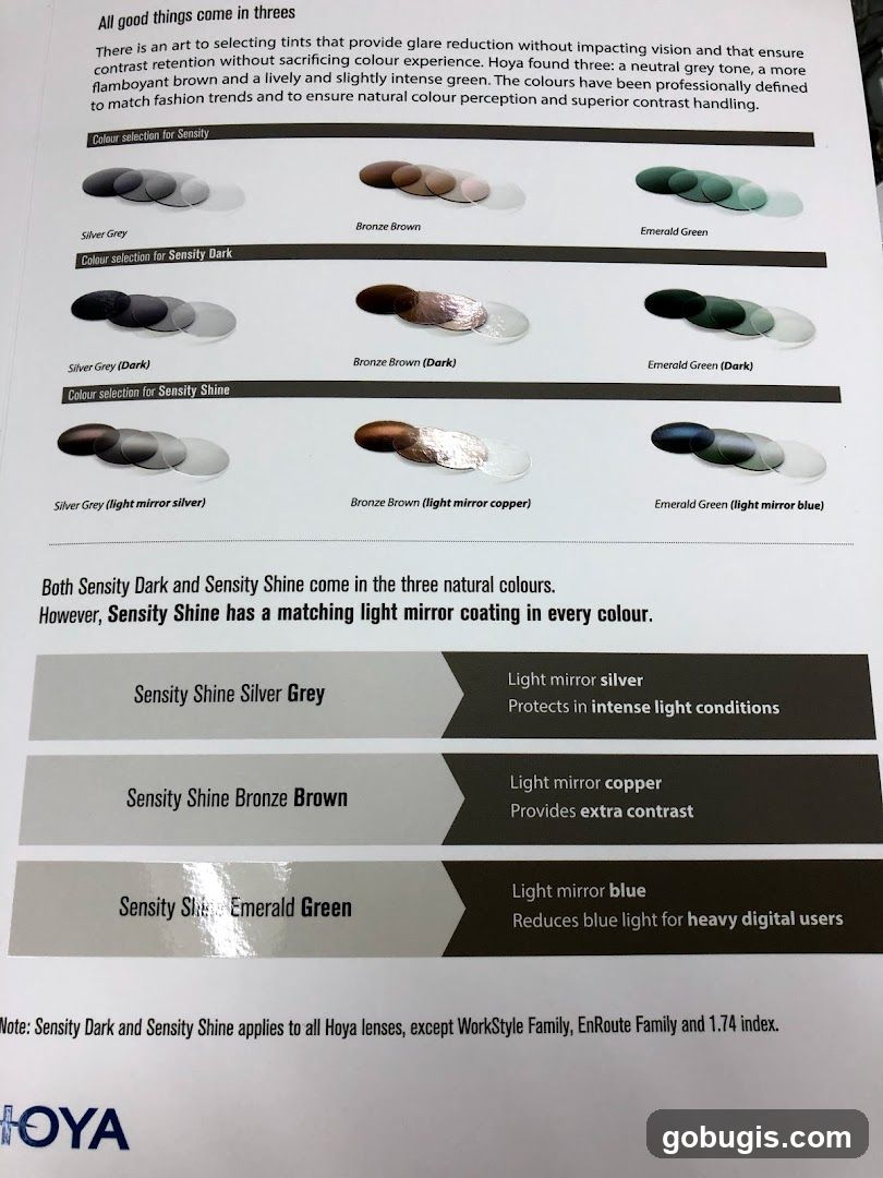Hoya Lens Colour Options
