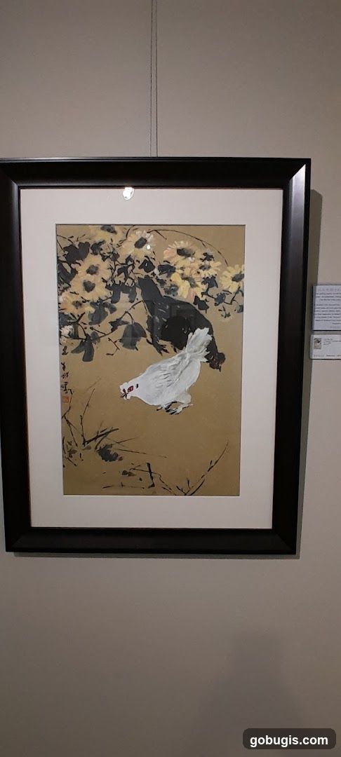 Painting of Chickens and Sunflowers