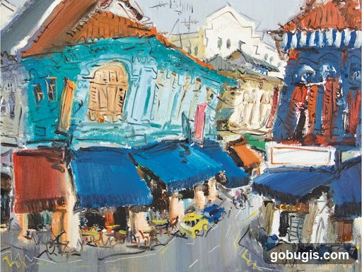 Street Scene with Shops and Cafes