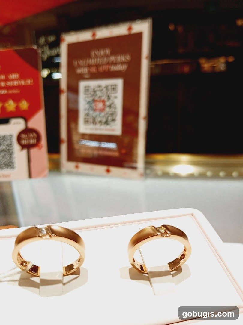 Two gold rings on display