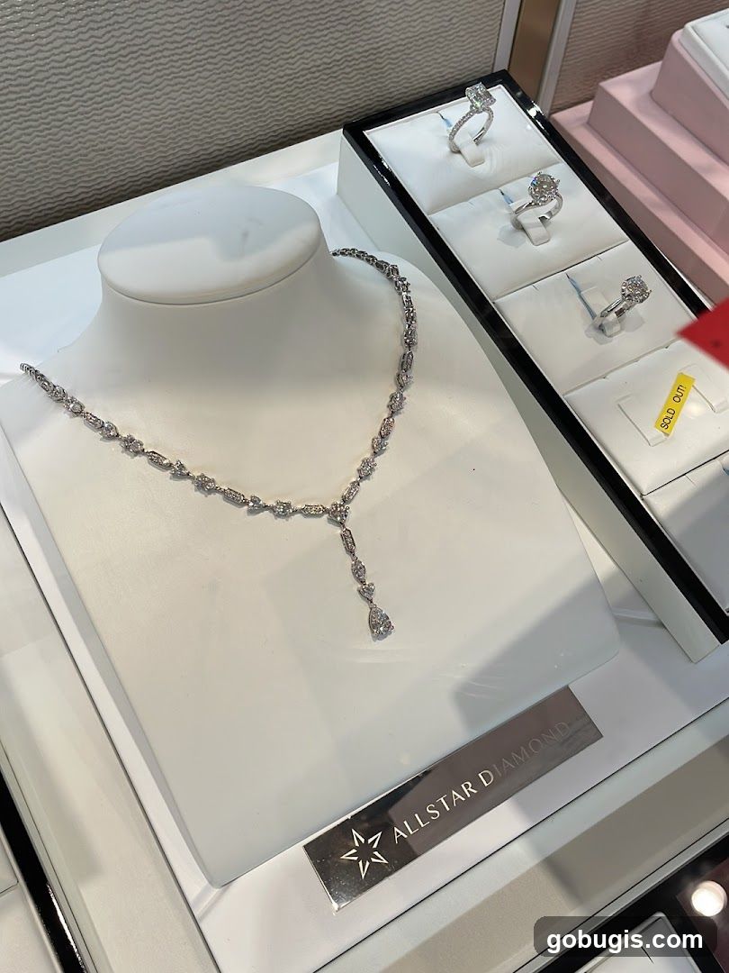 Diamond Necklace and Rings Display
