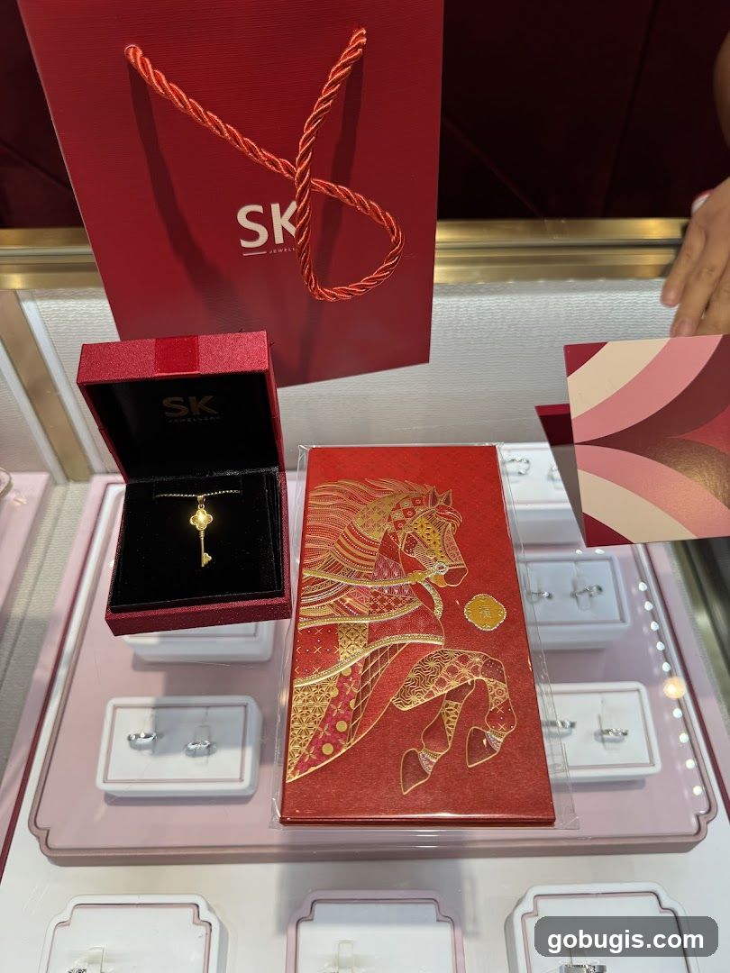 Jewelry Display with Red Packaging