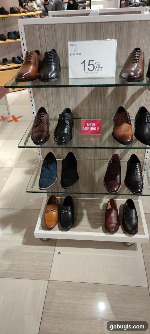 Shoe Display with Sale and New Arrivals Signs