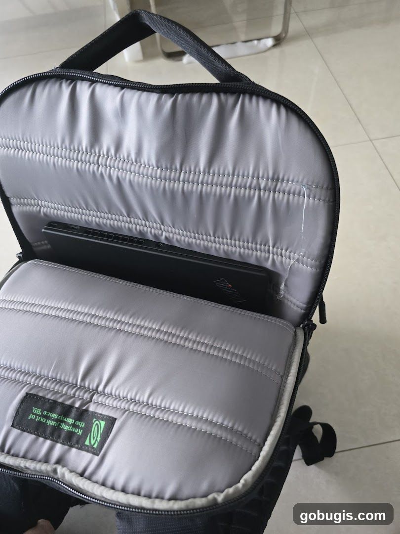 Open Backpack with Laptop