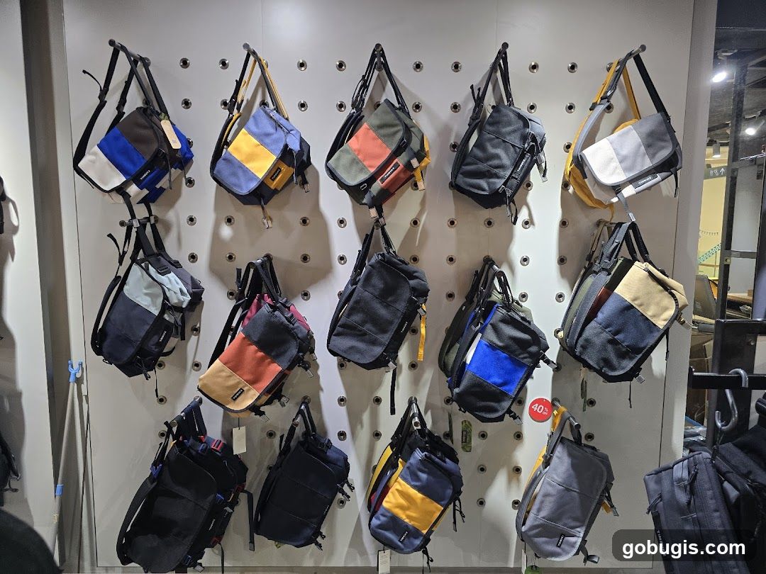 Display of messenger bags