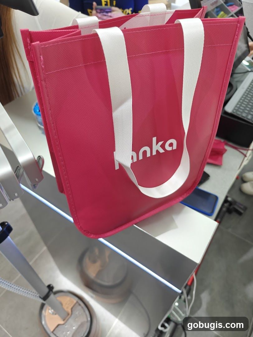 Pink tote bag with logo
