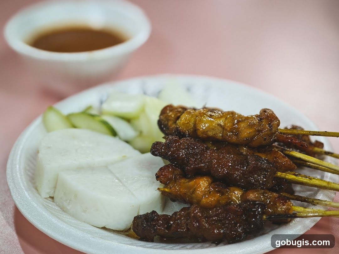 Satay Skewers with Rice Cakes and Cucumber