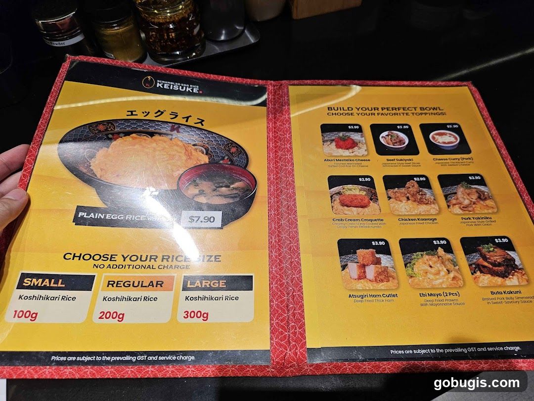 Scrambled Egg Rice Menu