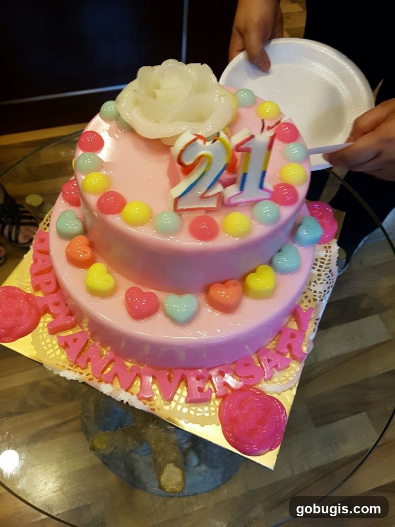 Two-Tiered Pink Anniversary Cake