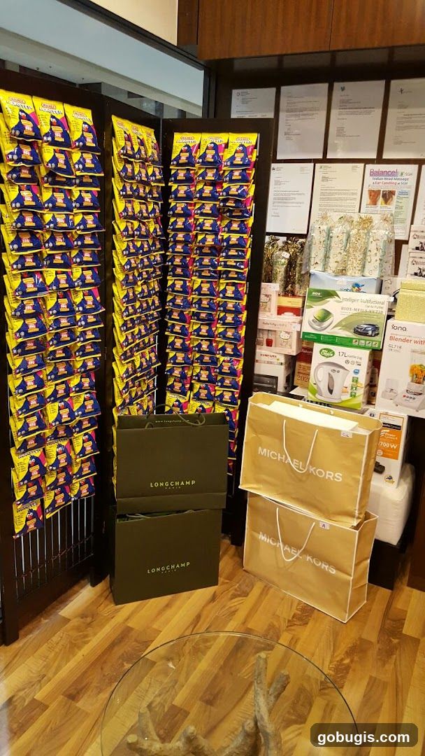 Retail Display with Branded Bags and Products