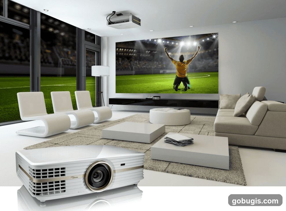 Home theater setup with projector