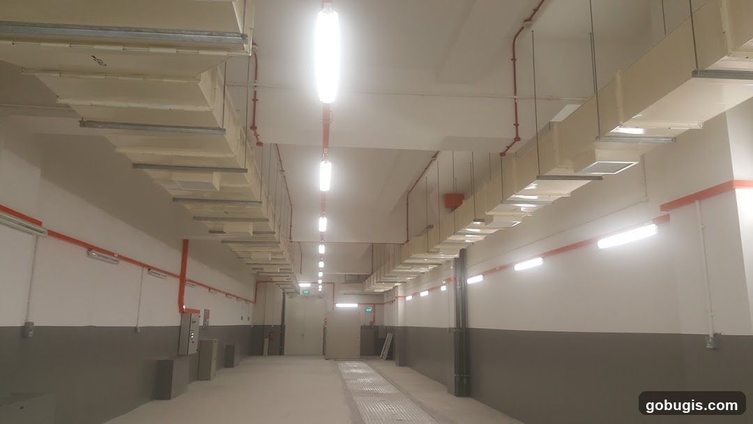 Industrial Corridor with Ventilation Ducts