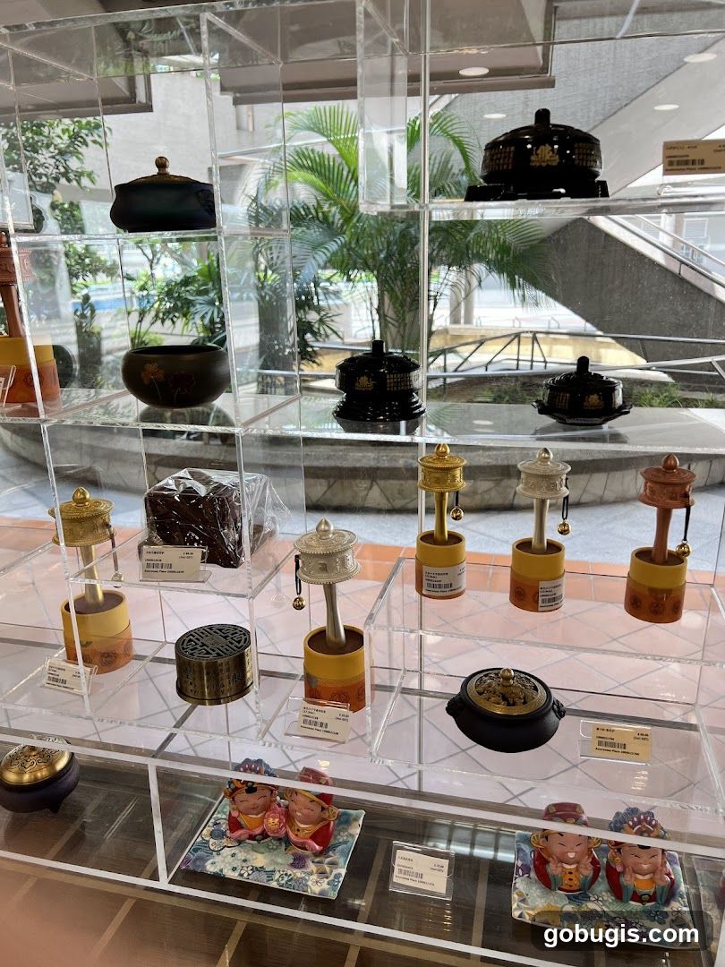 Tibetan Buddhist items on display