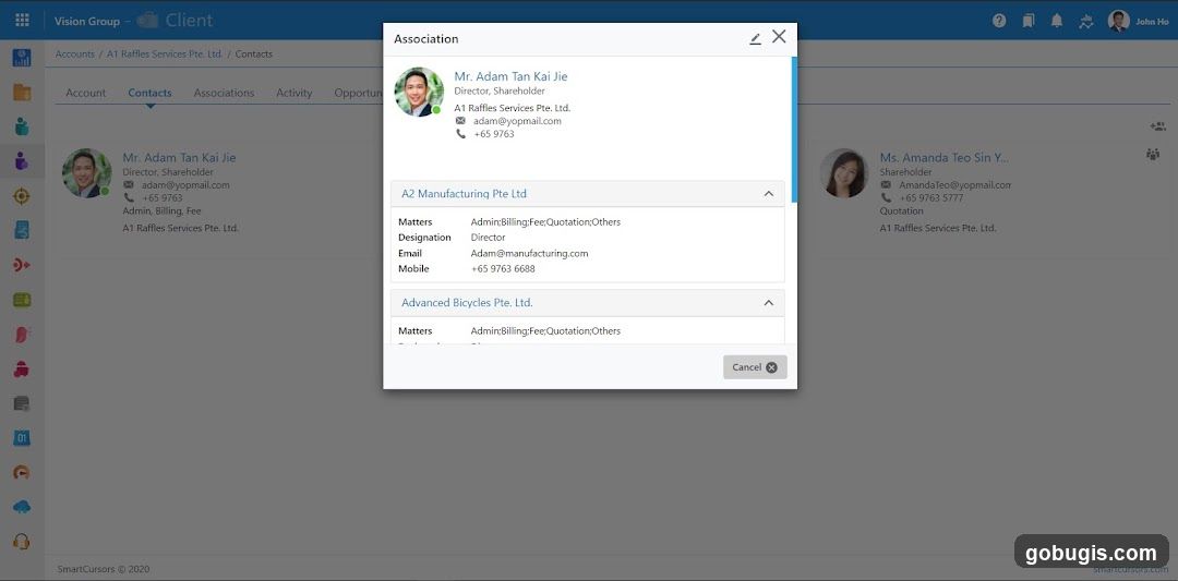 Contact Association Details