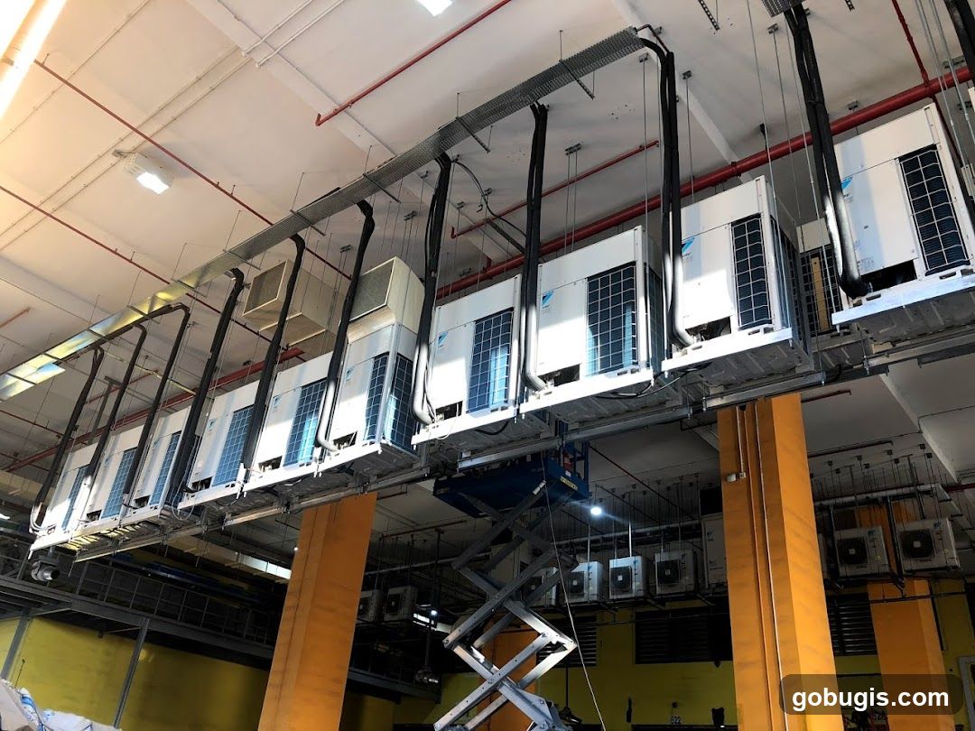 HVAC Units Installed on Ceiling Racks