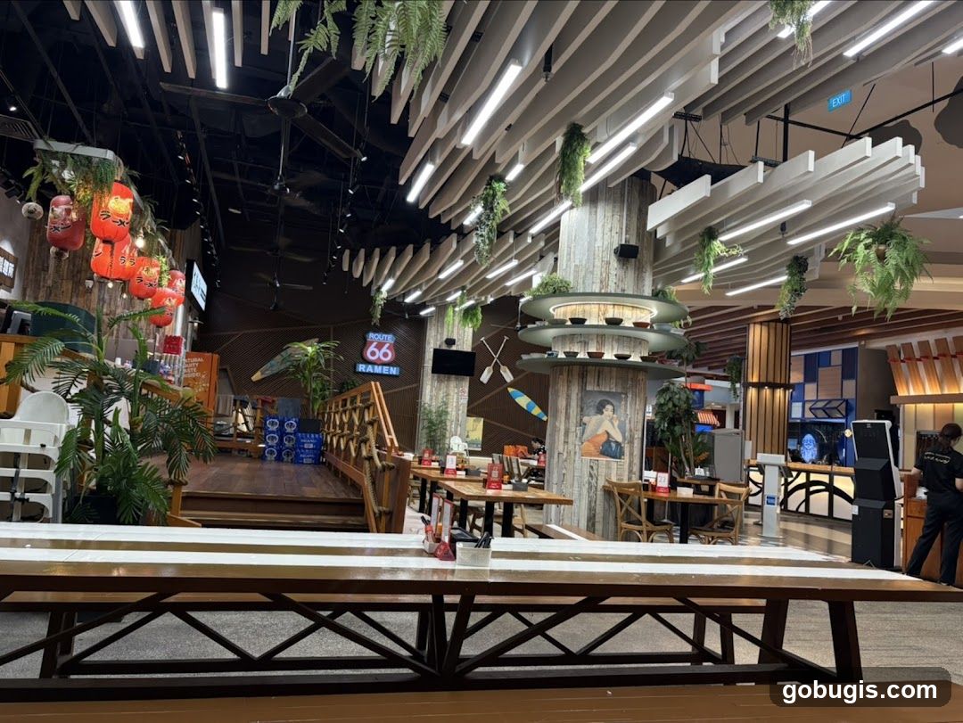 Restaurant Interior with Ramen Signage