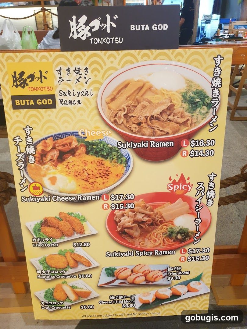 BUTA GOD TONKOTSU Menu