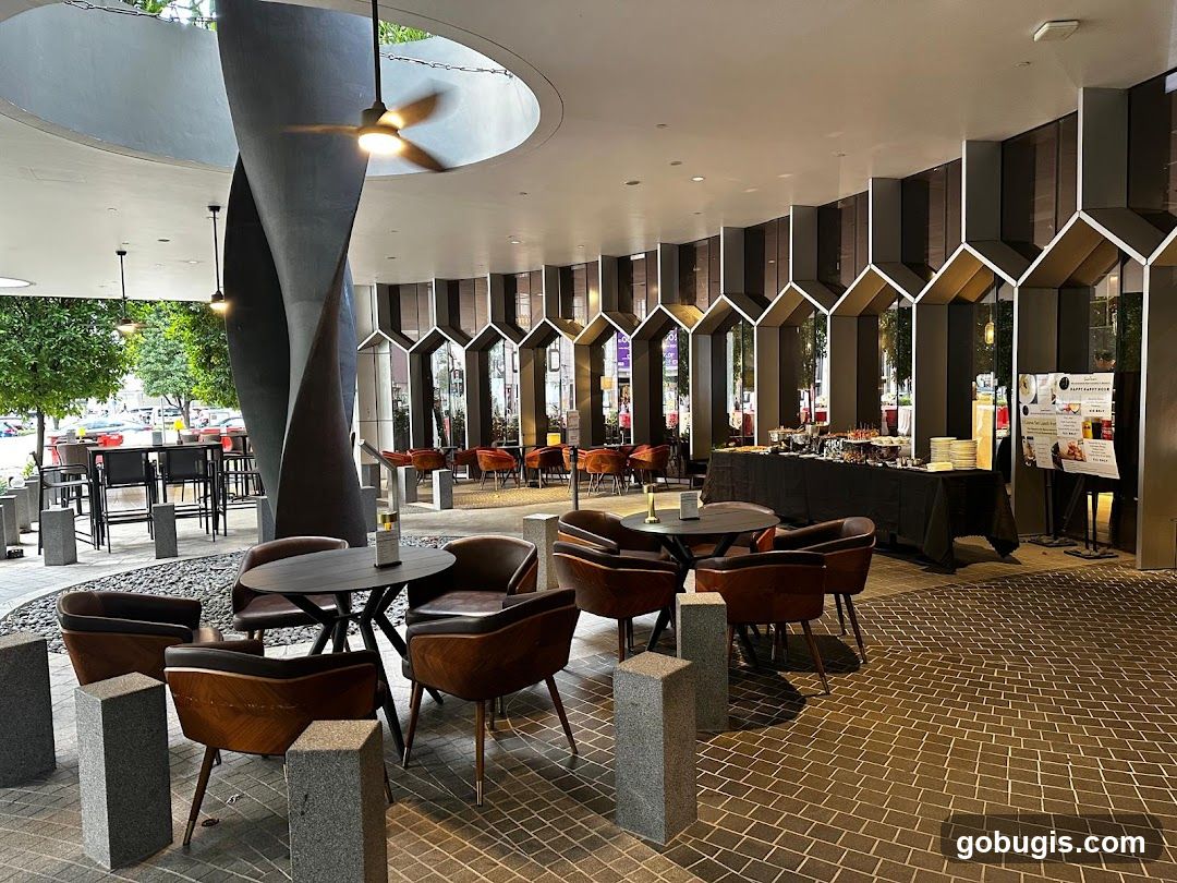 Outdoor Seating Area with Buffet