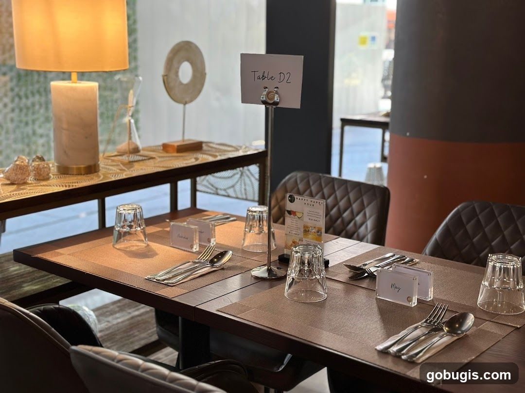Table Setting with Happy Hour Menu
