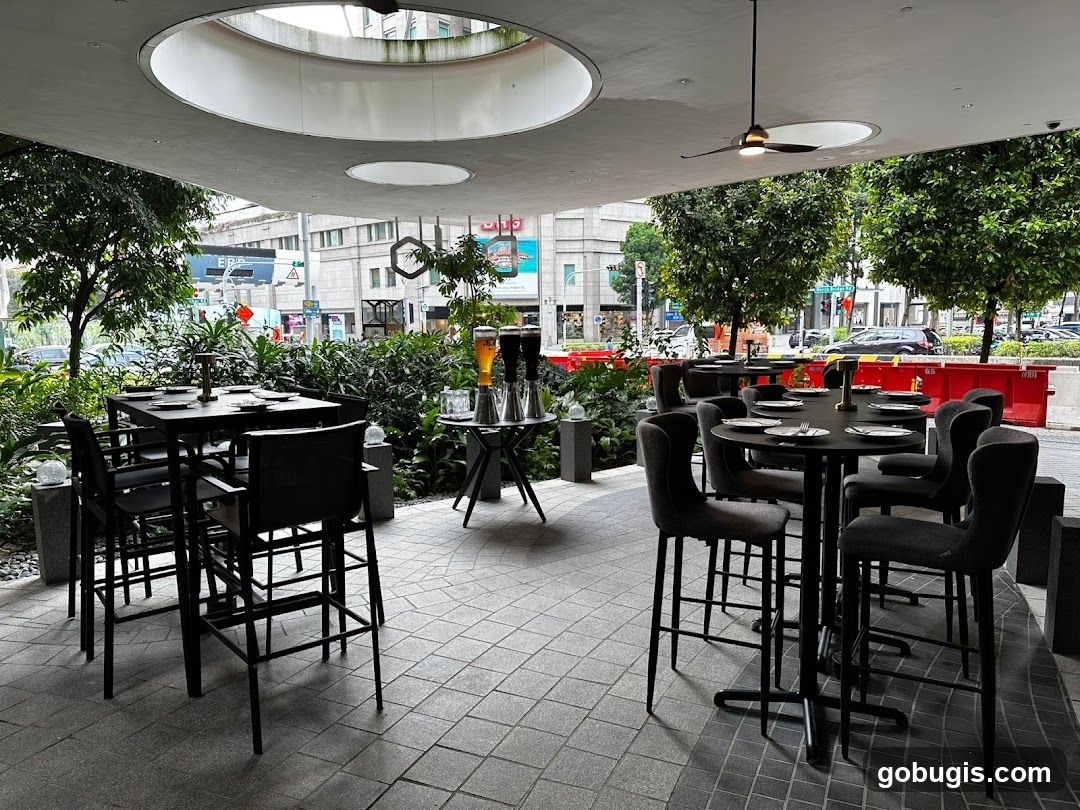 Outdoor Seating Area with Bar Setup