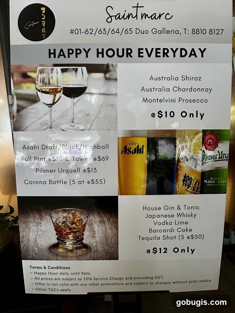 Saintmarc Happy Hour Menu