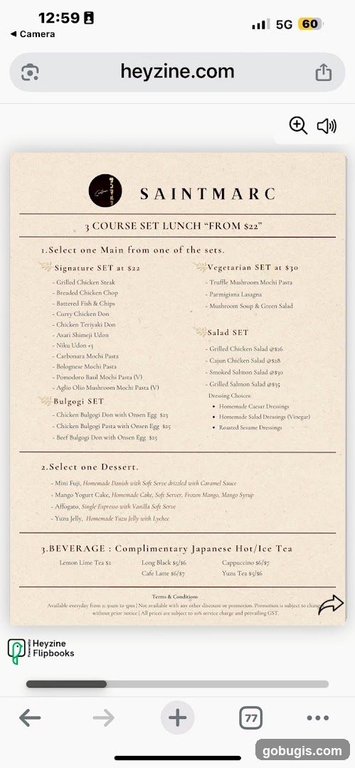SAINTMARC 3 COURSE SET LUNCH