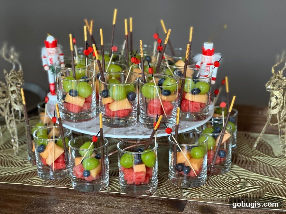 Fruit Cups with Chocolate Sticks
