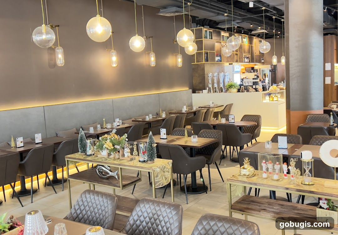 Restaurant Interior with Festive Decorations