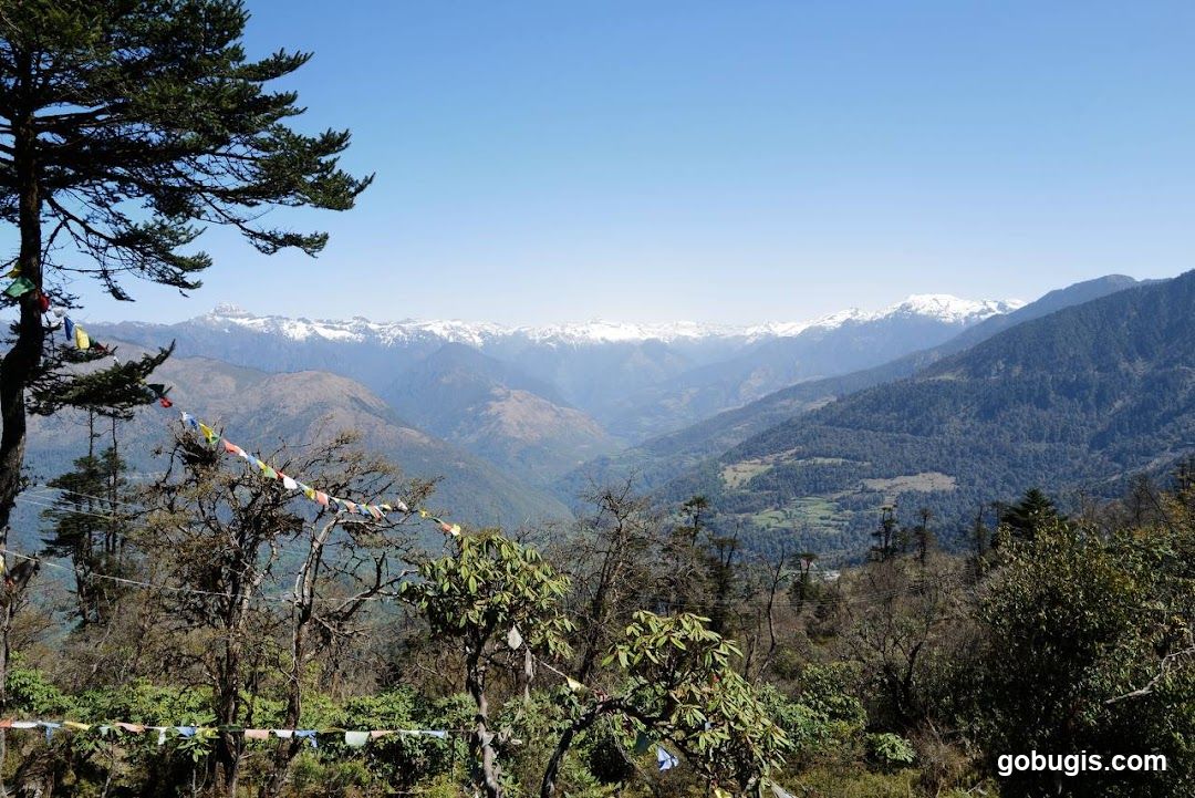 Mountain Valley with Prayer Flags