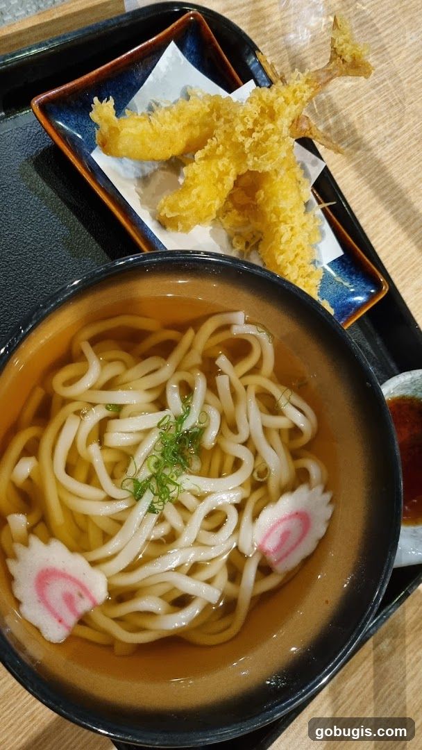 Udon Noodles with Tempura Shrimp
