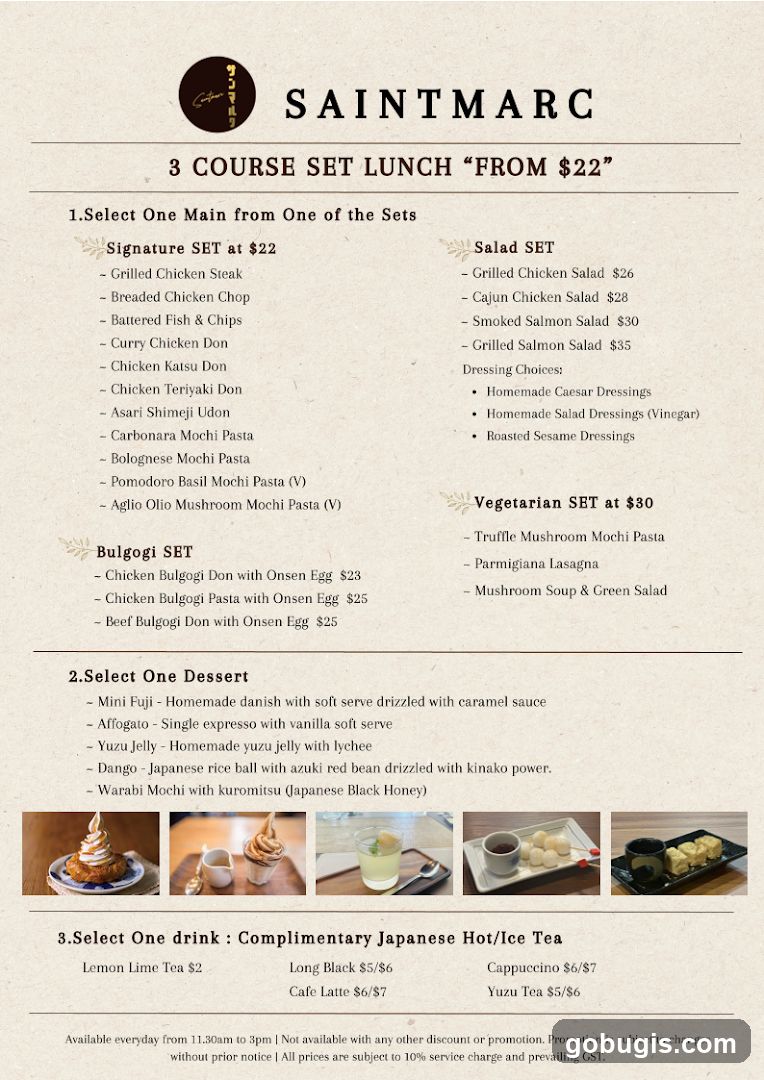 SAINTMARC 3 COURSE SET LUNCH "FROM $22"