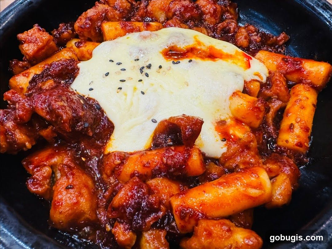 Spicy Chicken and Rice Cakes with Cheese